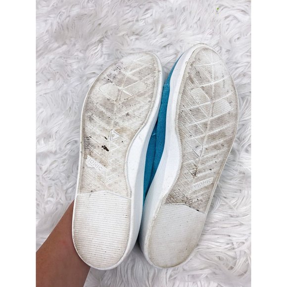 Vionic Beach Breeze Slip On Terry Cloth Teal Blue / Lake Blue Vegan Sneakers 7 - Picture 5 of 5